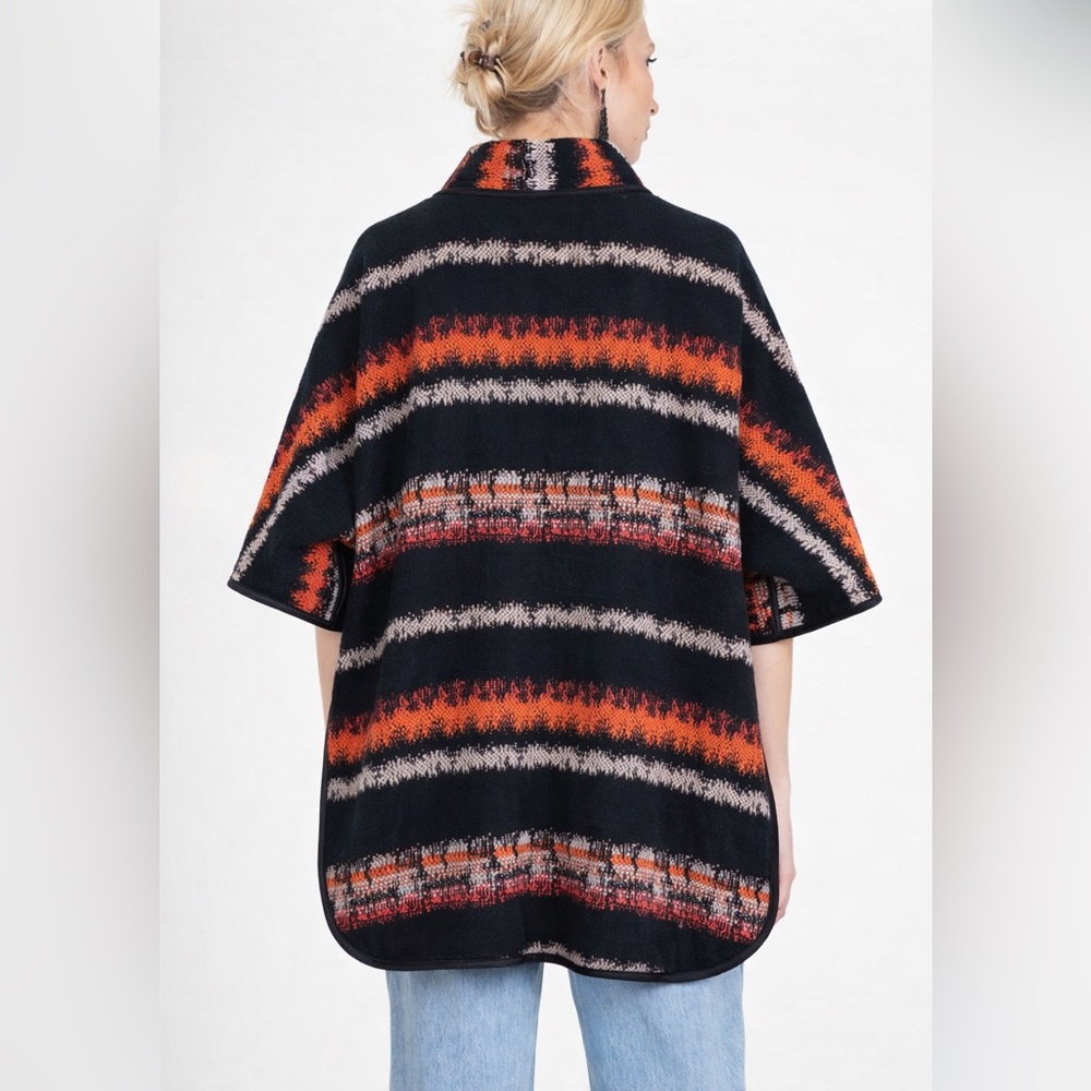 Eva Franco Pillard Coat Open Cardigan Black Orange White Size S - Picture 2 of 16
